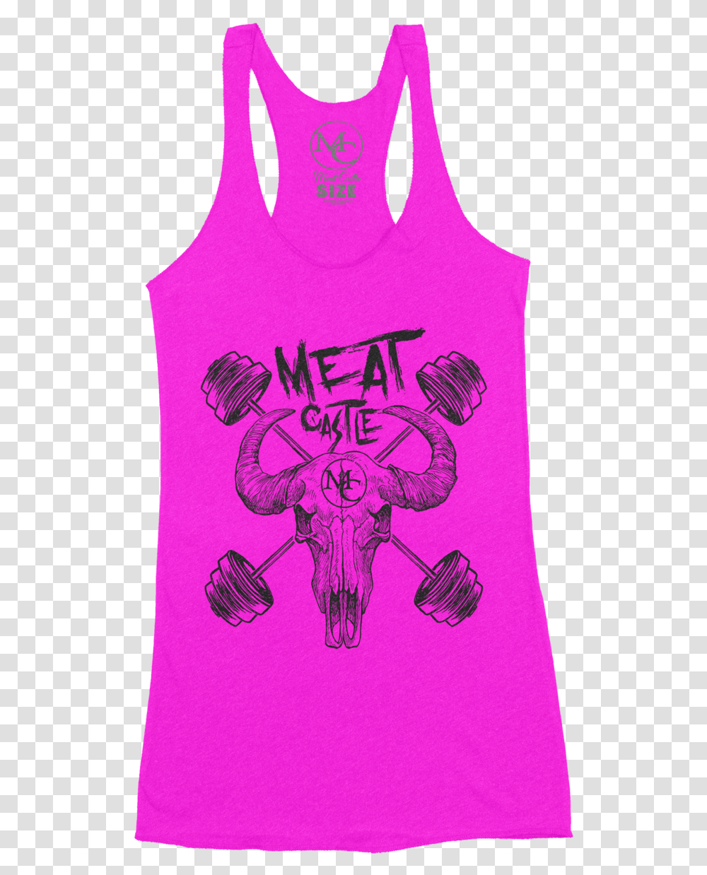 Cow Skull And Barbells Neon Pink Stringer Tank Active Tank, Clothing, Apparel, Tank Top, T-Shirt Transparent Png