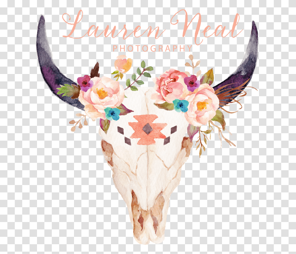 Cow Skull With Flowers Tattoo Download Bull Head Skull With Flowers, Paper, Leisure Activities, Animal Transparent Png