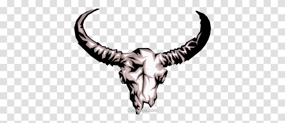 Cow Skull With Horns Royalty Free Vector Clip Art Illustration, Person, Animal, Statue, Sculpture Transparent Png