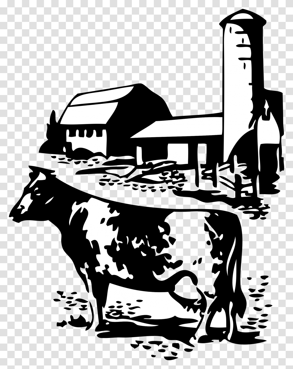Cow Svg Farmhouse Cow And Farm Clip Art, Stencil, Silhouette, Poster, Advertisement Transparent Png