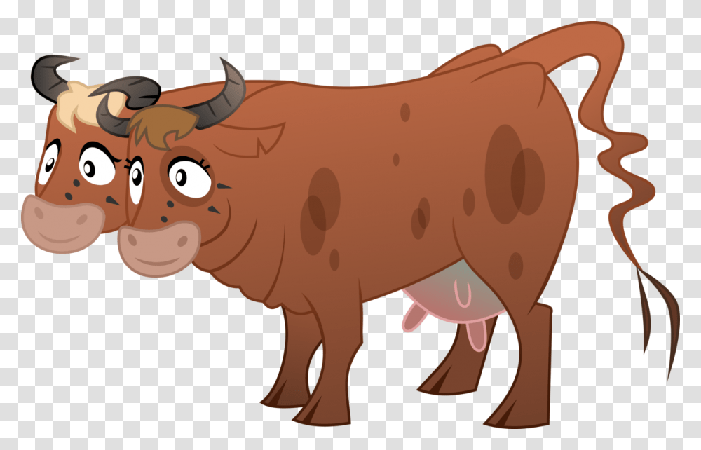 Cow Vector Background Cow With Two Heads Cartoon, Bull, Mammal, Animal, Cattle Transparent Png