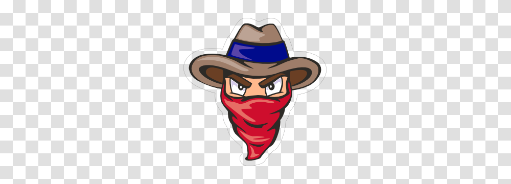 Cowboy Bandit Mascot Sticker, Apparel, Hat, Bandana Transparent Png