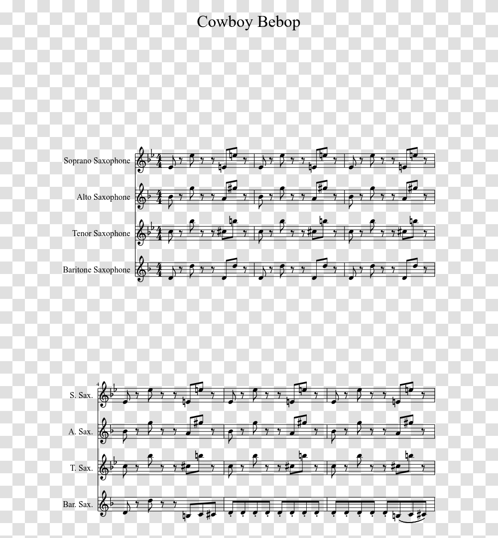 Cowboy Bebop Sheet Music 1 Of 15 Pages Coffin Dance Piano Sheet Music, Gray, World Of Warcraft Transparent Png