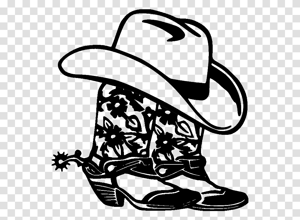 Cowboy Boots Clipart Drawn Cowboy Boots And Hat Silhouette, Apparel, Cowboy Hat, Baseball Cap Transparent Png