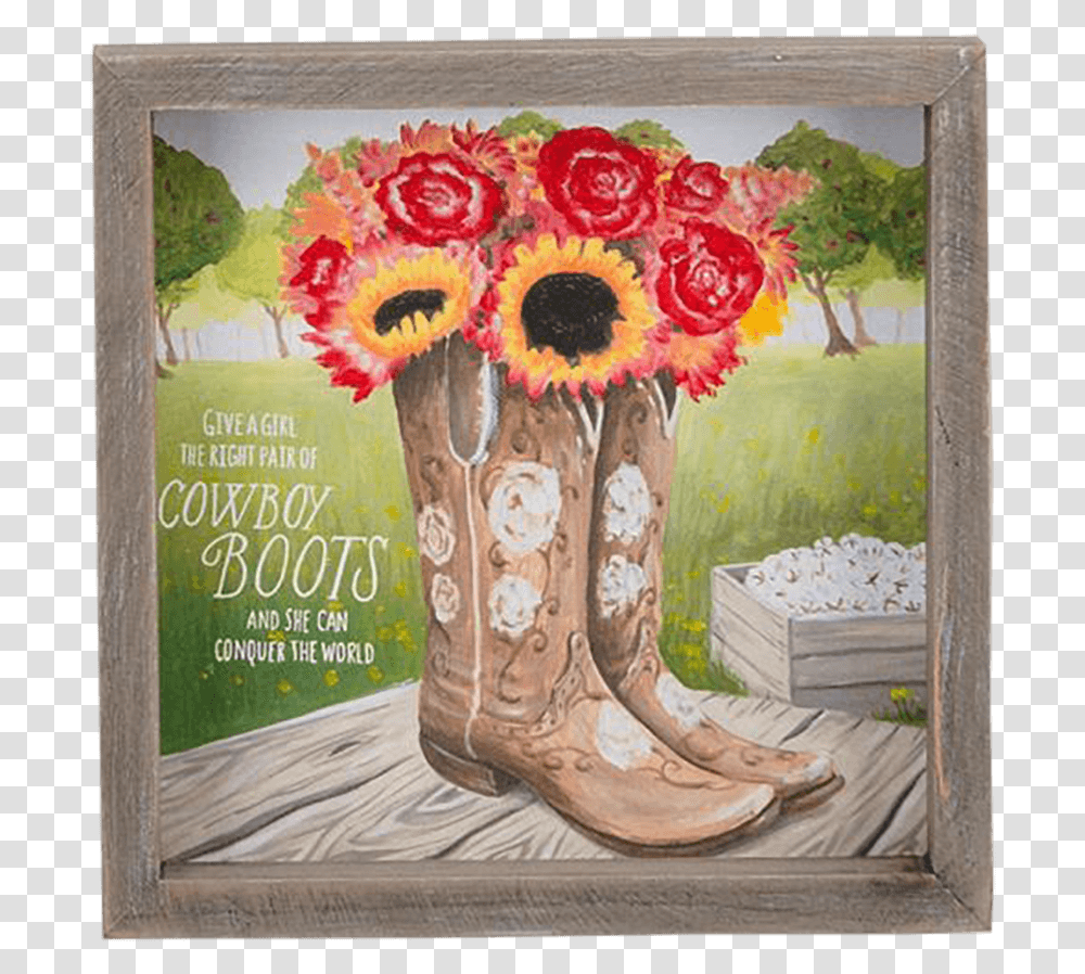 Cowboy Boots Framed Canvas Give A Girl The Right Pair Of Cowboy Boots, Apparel, Footwear, Painting Transparent Png