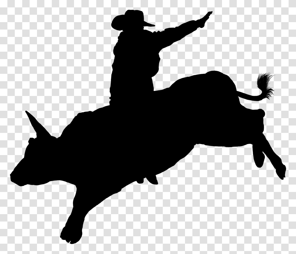 Cowboy Bucking Bull Clip Art, Outdoors, Silhouette Transparent Png