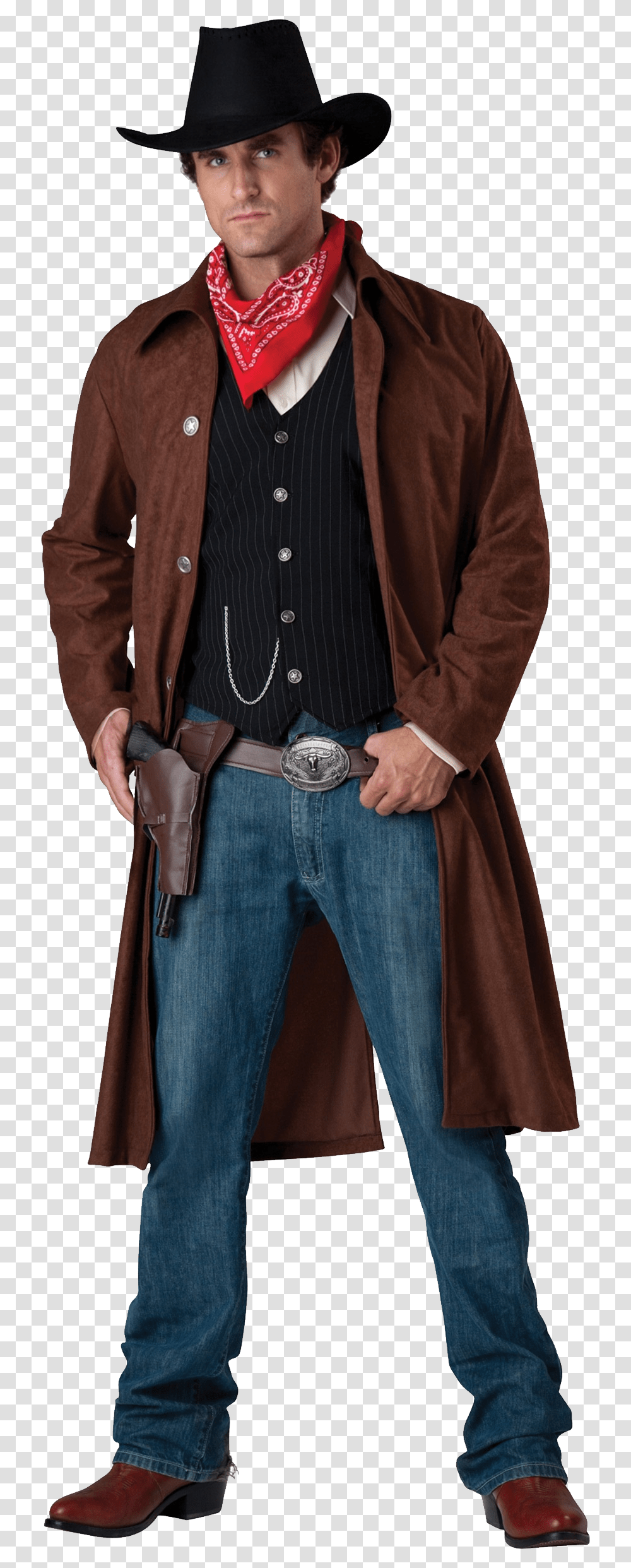 Cowboy, Person, Coat, Overcoat Transparent Png
