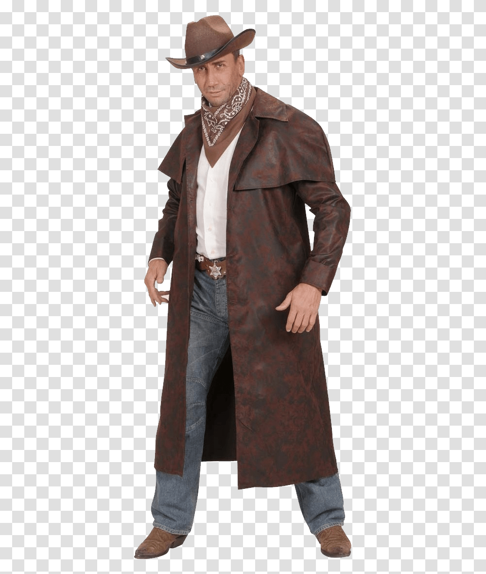 Cowboy Cowboy Trench Coat Mens, Apparel, Overcoat, Person Transparent Png