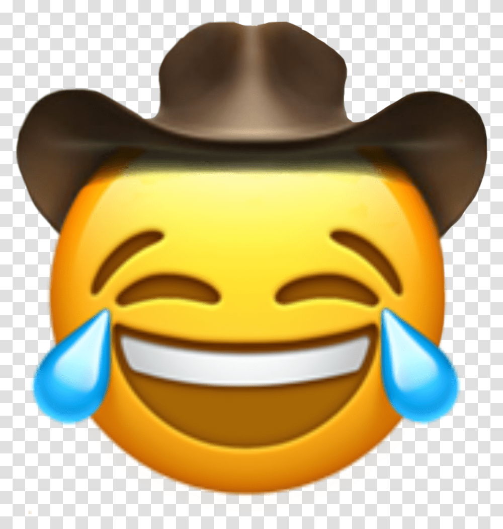 Cowboy Cowboyemoji Laughing Cryinglaughing Cryinglaughingemoji Laughing Cowboy Emoji, Apparel, Hat, Label Transparent Png