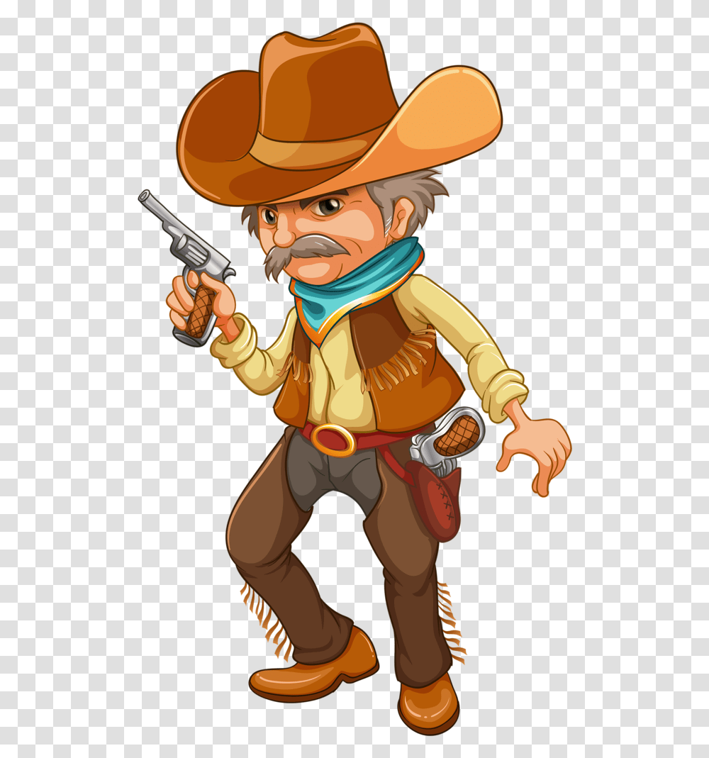Cowboy E Cowgirl Cow Clipart Country Farm Western Four Cowboys, Person, Hat, Weapon Transparent Png