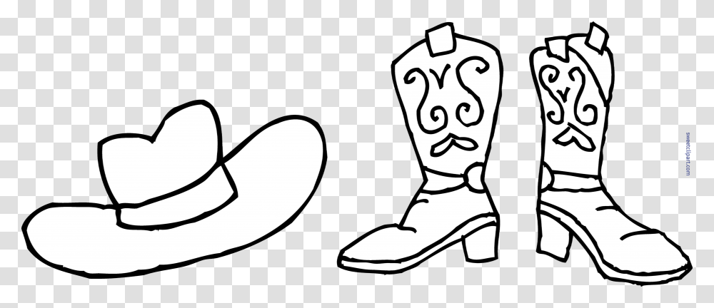 Cowboy Hat Boots Coloring, Apparel, Footwear, Cowboy Boot Transparent Png