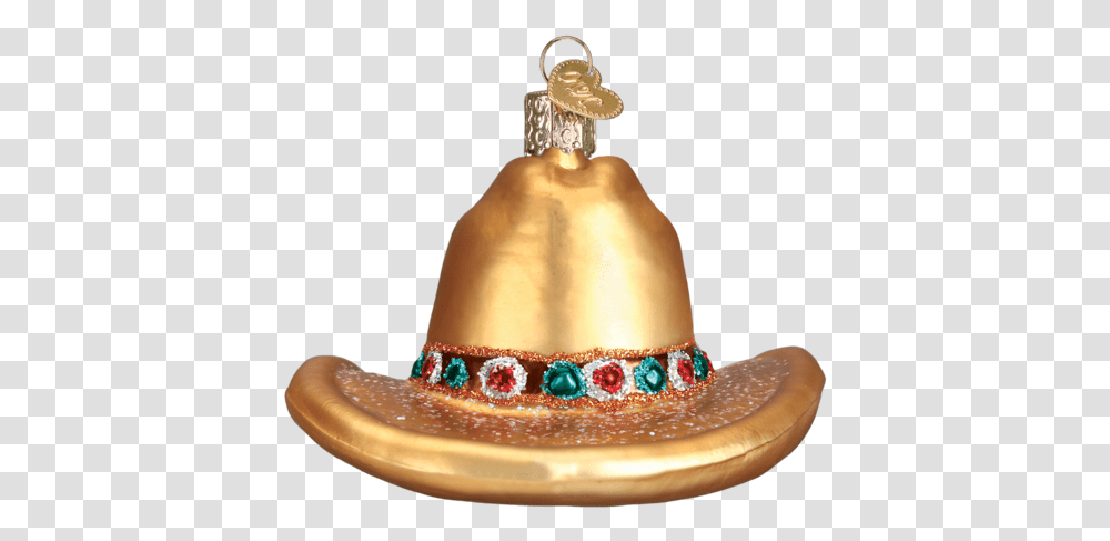 Cowboy Hat Ornament Old World Christmas Callisters Brass, Clothing, Apparel, Wedding Cake, Dessert Transparent Png