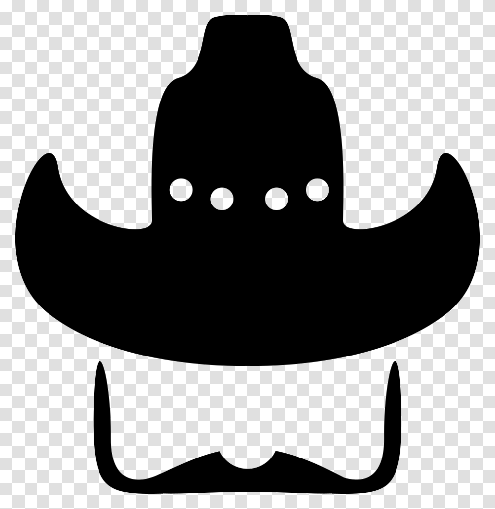 Cowboy Hat With Moustache Sombrero Vaquero Con Bigote, Apparel, Silhouette, Stencil Transparent Png
