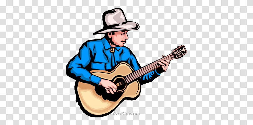 Cowboy Playing Guitar Royalty Free Vector Clip Art Illustration, Person, Human, Leisure Activities, Musical Instrument Transparent Png