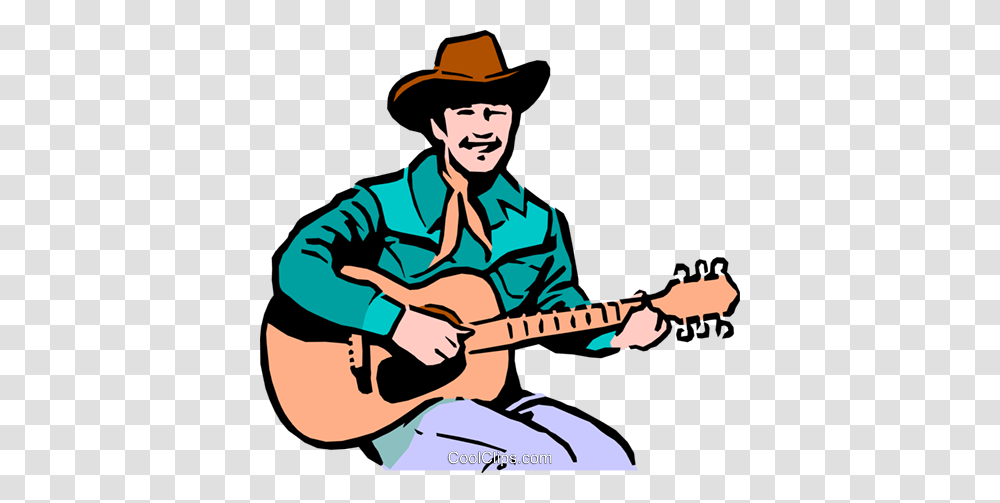 Cowboy Playing The Guitar Royalty Free Vector Clip Art, Leisure Activities, Musical Instrument, Person, Musician Transparent Png