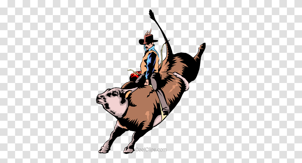 Cowboy Riding A Bull Royalty Free Vector Clip Art Illustration, Person, Bird, Animal, Mammal Transparent Png
