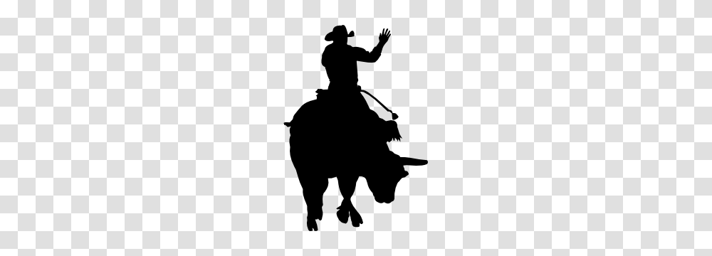 Cowboy Rodeo Bull Rider Waving Sticker, Silhouette, Person, Human, Ninja Transparent Png