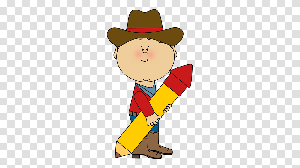 Cowboy With A Pencil From Mycutegraphics Western Clip Art, Bomb, Weapon, Weaponry, Ice Pop Transparent Png