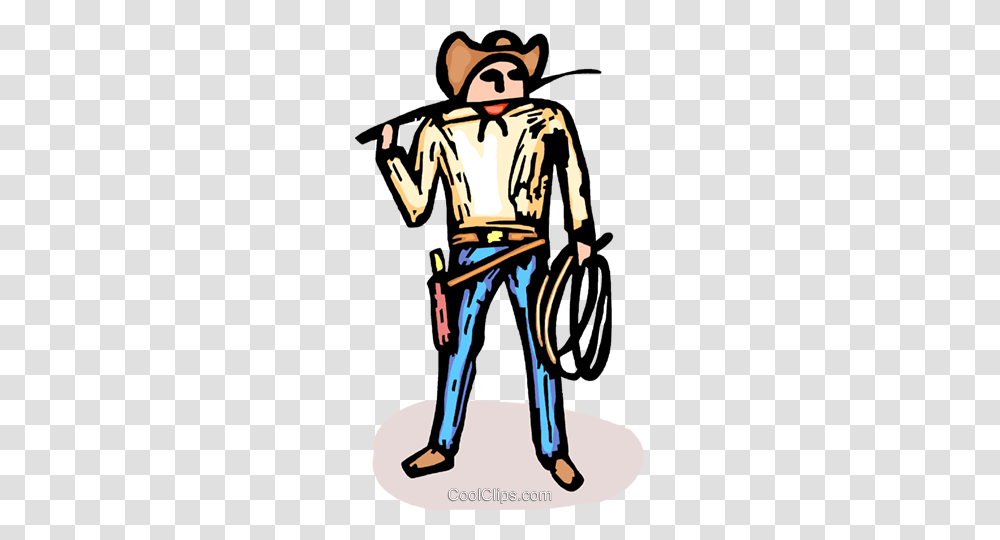 Cowboy With Gun And Whip Royalty Free Vector Clip Art Illustration, Person, Performer, Hand Transparent Png