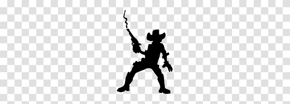 Cowboy With Smoking Gun Sticker, Silhouette, Person, Human, Stencil Transparent Png