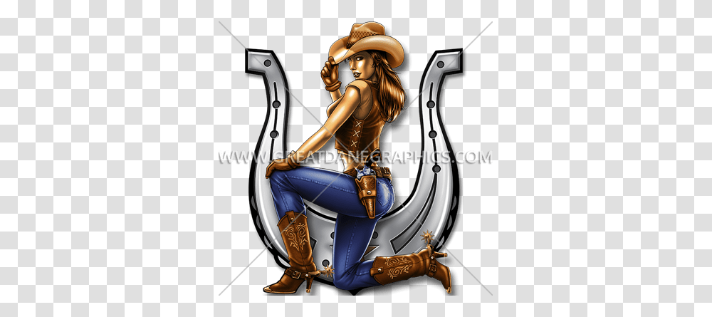 Cowgirl Horseshoe Production Ready Artwork For T Shirt Printing, Archery, Sport, Bow, Person Transparent Png