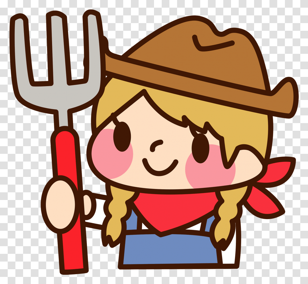 Cowgirl Is Holding A Pitchfork Clipart Cowboy, Cutlery, Food, Sweets, Confectionery Transparent Png