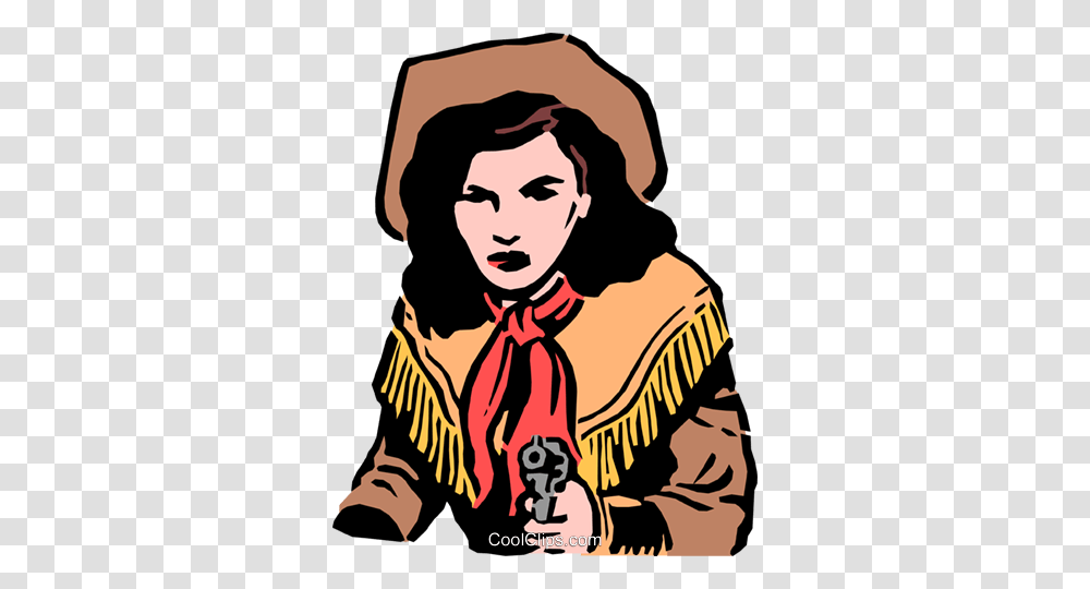 Cowgirl With A Gun Royalty Free Vector Clip Art Illustration, Apparel, Person, Human Transparent Png