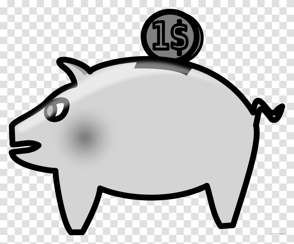Cozy Free Piggy Bank Clip Art Free Download Black And White, Animal, Mammal, Hog Transparent Png