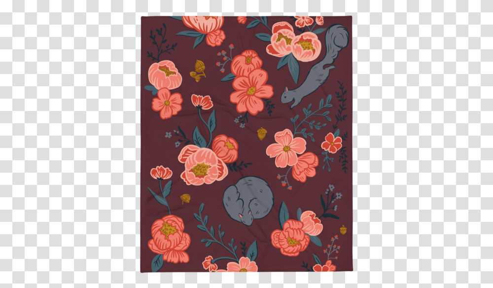Cozy Squirrel Blanket Chrysanths, Floral Design, Pattern Transparent Png