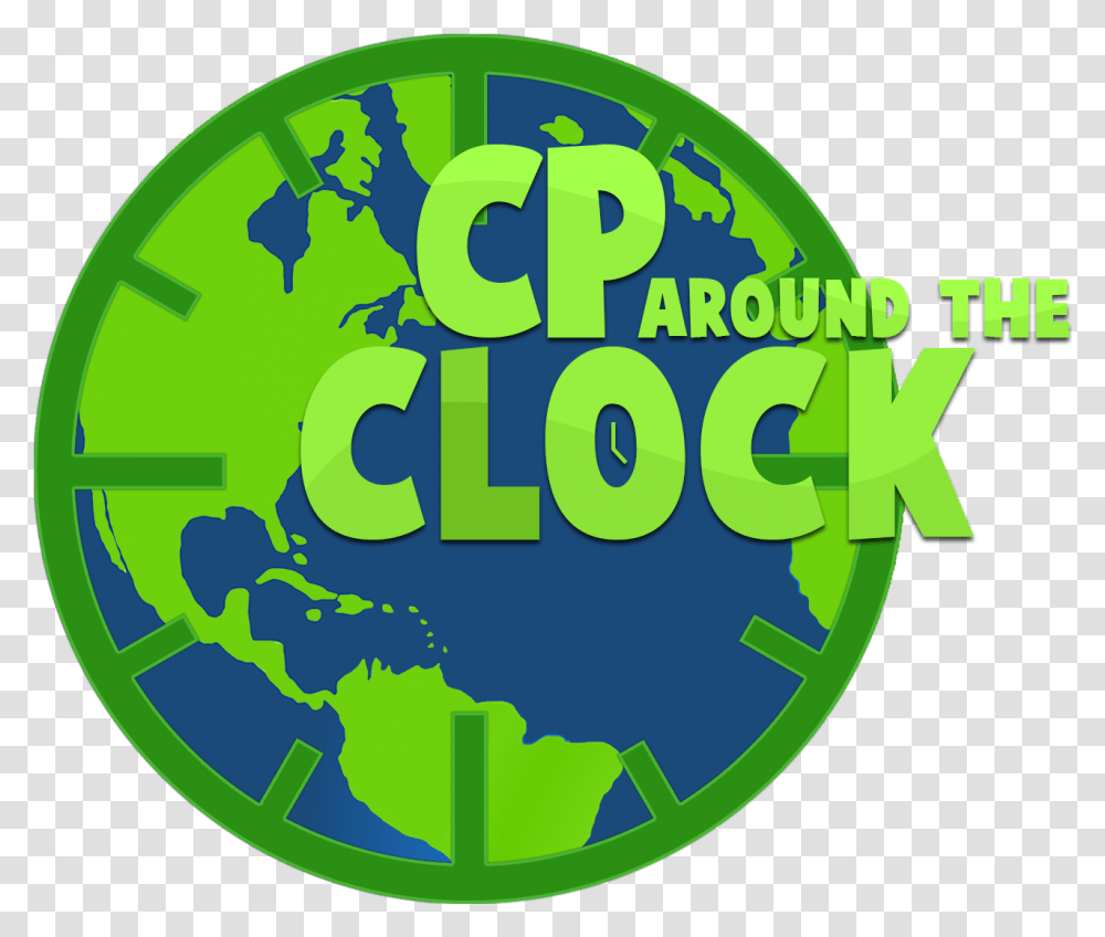 Cp Around The Clock Logo Planet Earth Earth Clipart Full Circle, Text, Symbol, Plant, Word Transparent Png