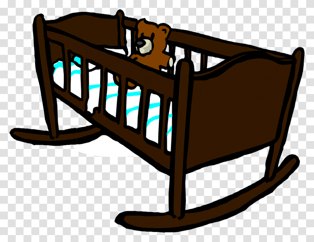 Cradle Crib Baby Teddy Wooden Sweet Baby Cradle Clip Art, Furniture Transparent Png
