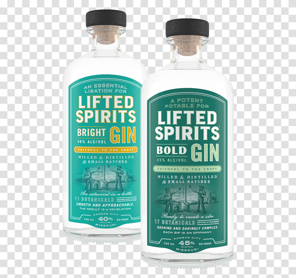 Craft Gins From Kansas City Glass Bottle, Label, Person, Human Transparent Png