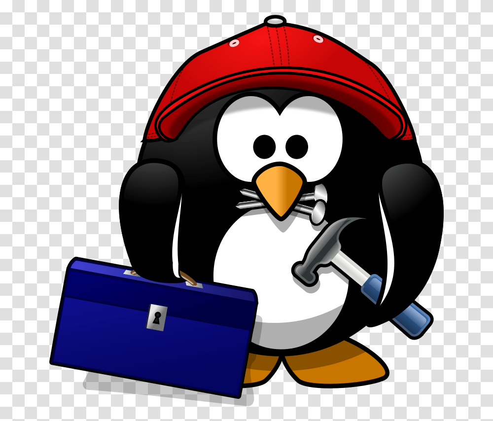 Crafty Penguin, Tool, Bird, Animal, Helmet Transparent Png