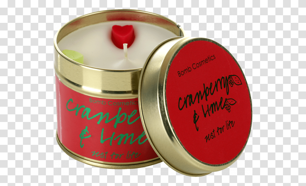 Cranberry Lime Tinned Candle Bomb Cosmetics Tgelyes Gyertyk, Milk, Beverage, Drink, Tape Transparent Png