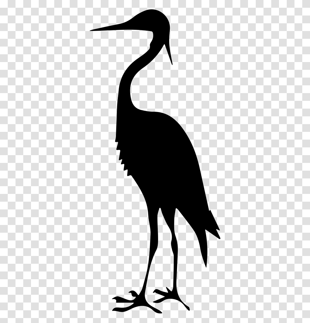 Crane Clipart Bird Silhouette Clipart Black And White Crane, Animal, Stencil Transparent Png
