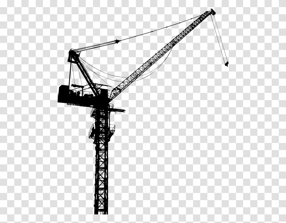 Crane Industrial Silhouette Construction City Construction Crane Silhouette, Gray, World Of Warcraft Transparent Png