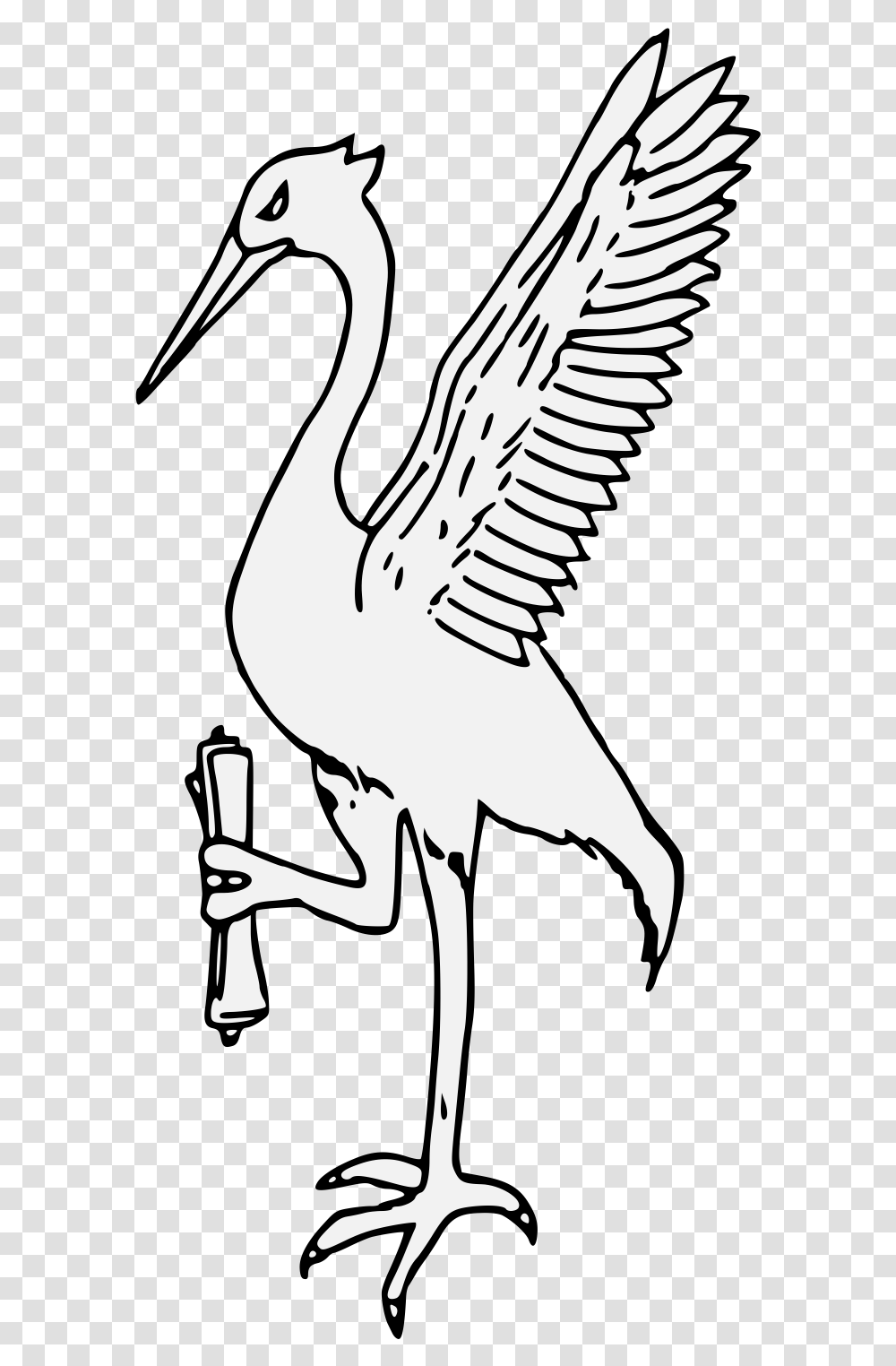 Crane Traceable Heraldic Art Long, Stencil, Bird, Animal, Text Transparent Png