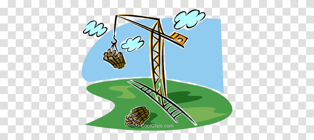 Crane With Load Of Logs Lumber Industry Royalty Free Vector Clip, Roller Coaster, Amusement Park, Construction Crane Transparent Png