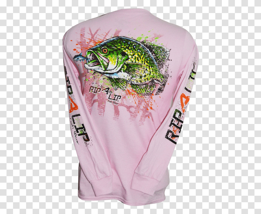 Crappie Long Sleeve Rip A Lip T Shirt Light Pink Hoodie, Apparel, Word, Animal Transparent Png