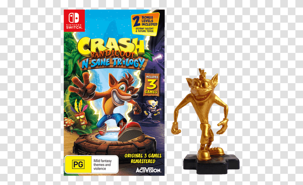 Crash Bandicoot M T Shirt Jump Wump Crash Logo Crash Bandicoot N Sane Trilogy Switch, Toy, Figurine Transparent Png