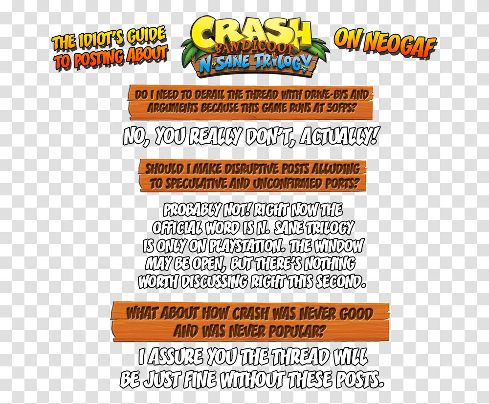 Crash Bandicoot N Sane Trilogy, Advertisement, Poster, Flyer, Paper Transparent Png