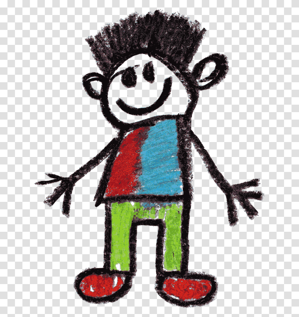 Crayon Doodle Happy Kids Drawing 5 Child Art, Cross, Brick, Robot Transparent Png