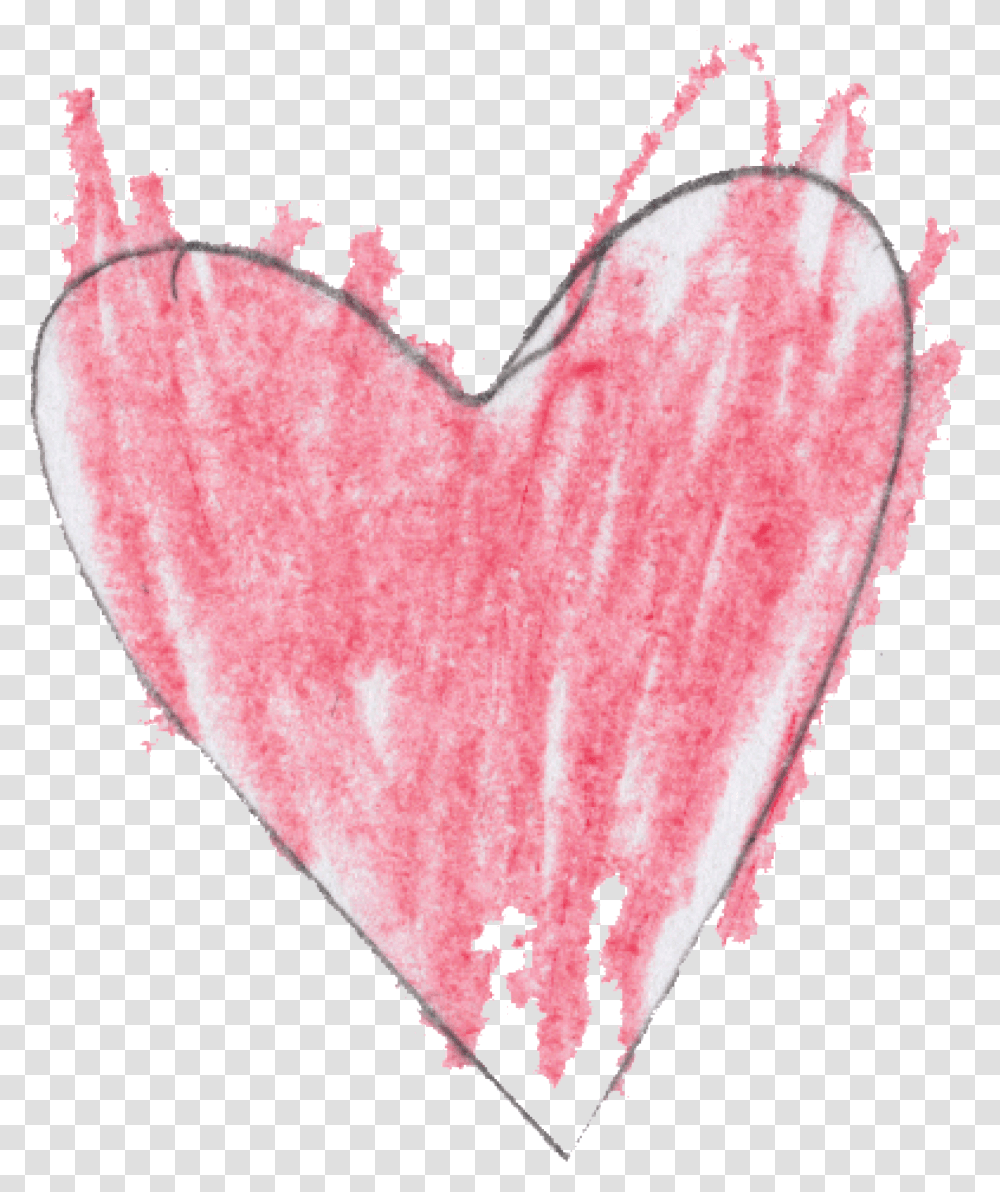 Crayon Pink Drawn Heart, Petal, Flower, Plant, Blossom Transparent Png