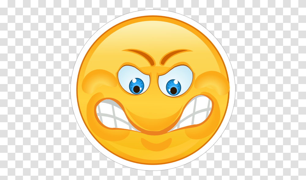 Crazy Angry Grinding Teeth Emoji Sticker Smiley, Plant, Food, Label, Text Transparent Png