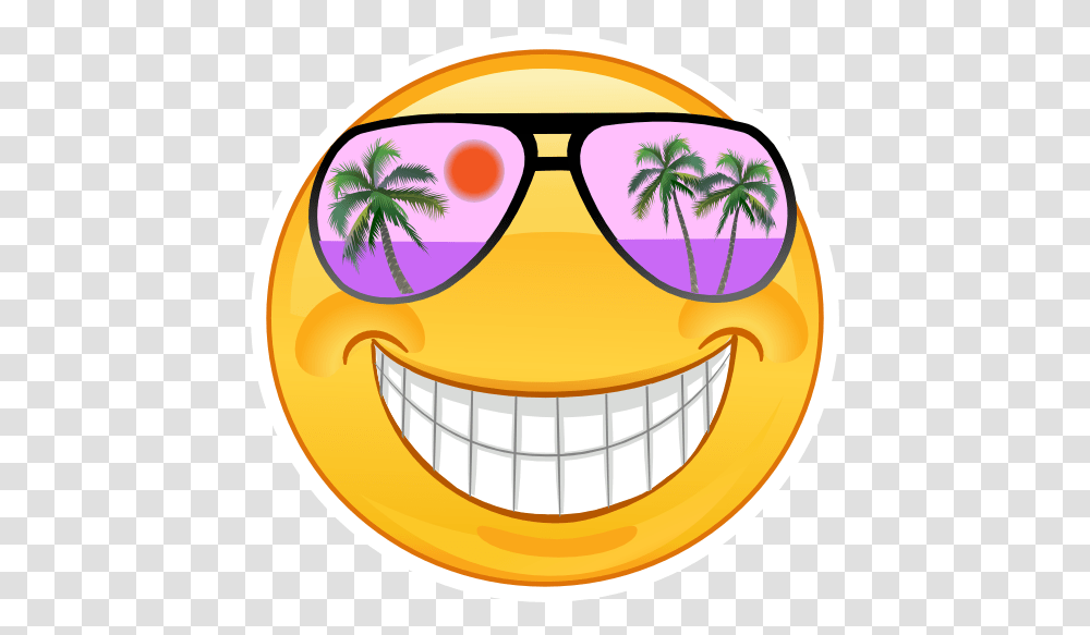 Crazy Cool Purple Sunglasses Smiling Emoji Sticker Smile Emoji, Label, Text, Doodle, Drawing Transparent Png