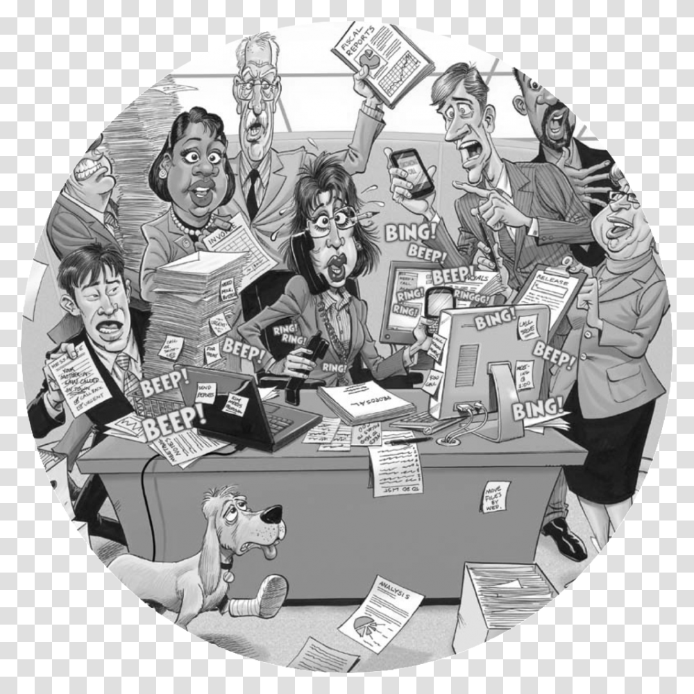 Crazy Officeartboard 1300x Chaos In The Office, Person, Comics, Book, Disk Transparent Png