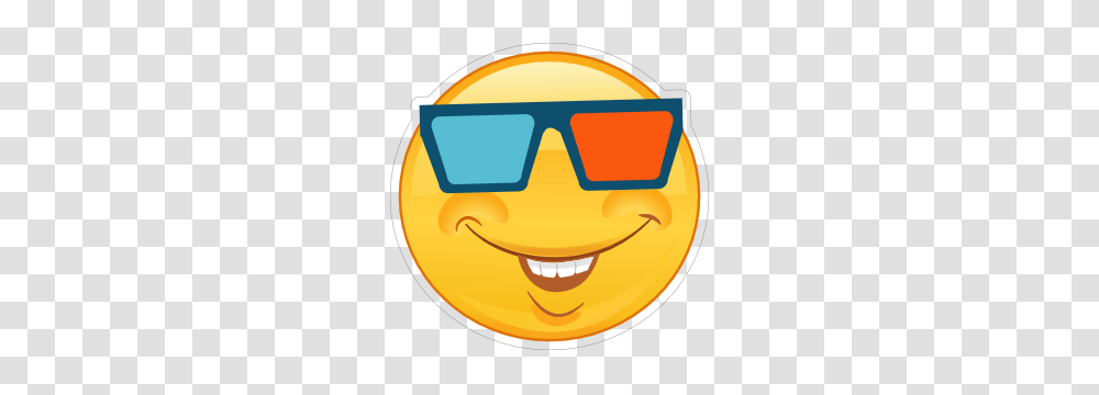 Crazy Smiling Emoji With Glasses Sticker, Label, Helmet, Outdoors Transparent Png