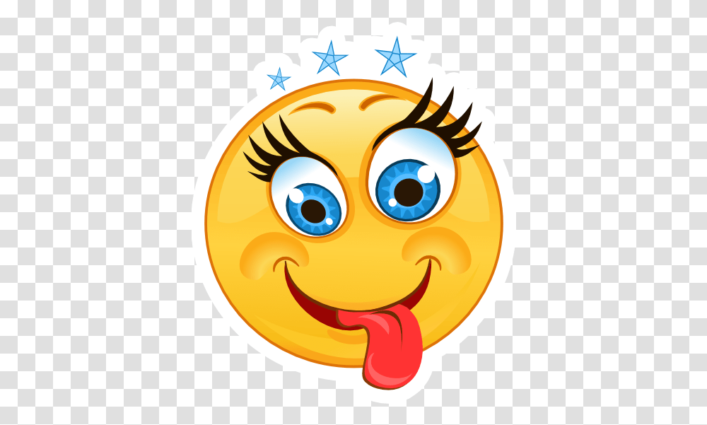 Crazy Tongue Out With Stars Emoji Sticker Smiley, Outdoors, Nature, Sky, Mountain Transparent Png