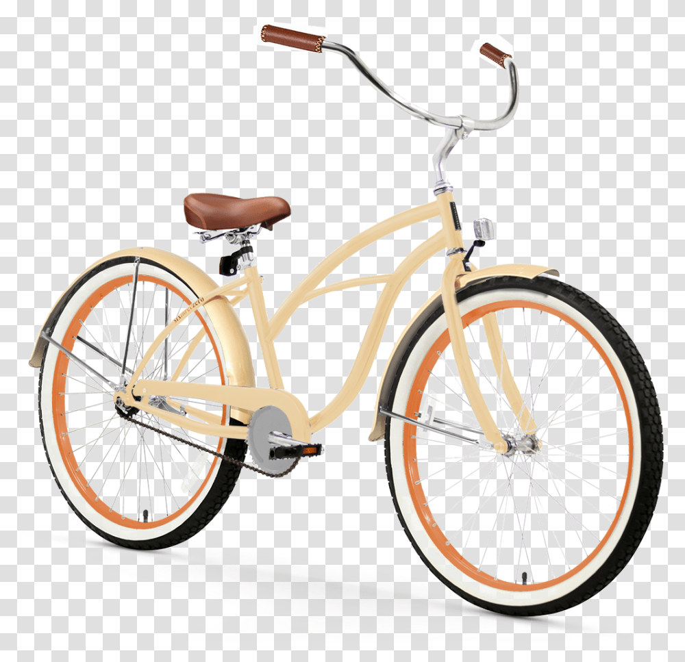 Cream Colored Cruiser Bike, Bicycle, Vehicle, Transportation, Wheel Transparent Png