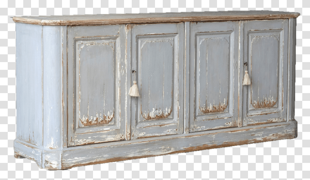 Cream Distressed Sideboard With Four Doors And Wood Cabinetry, Furniture, Cupboard, Closet, Medicine Chest Transparent Png